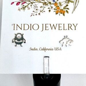 Indio Jewelry Tiny Silver Alien and UFO Stud Hypoallergenic Earrings #E107